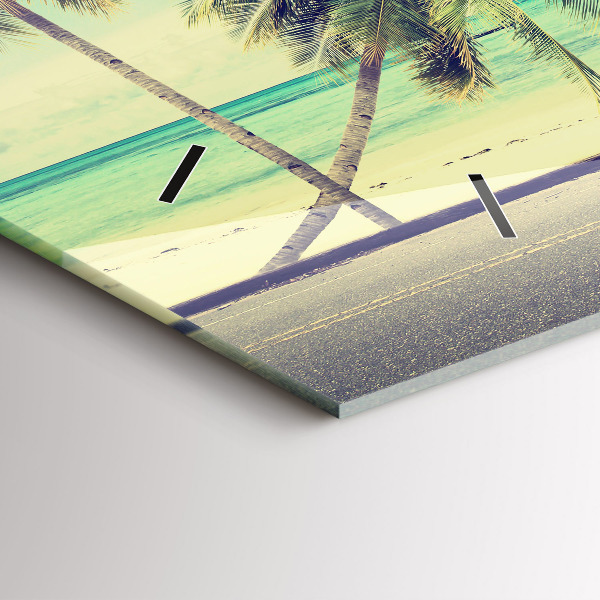 Zegar szklany poziomy Samochód z deską surfingową