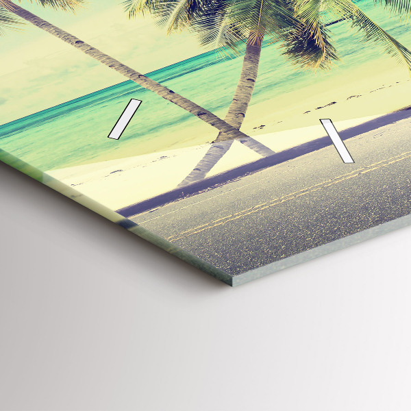 Zegar szklany poziomy Samochód z deską surfingową