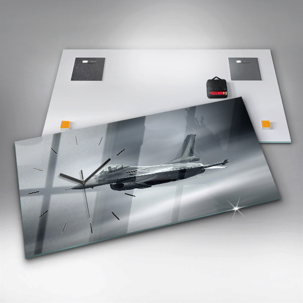 Zegar szklany poziomy Samolot wojskowy w locie