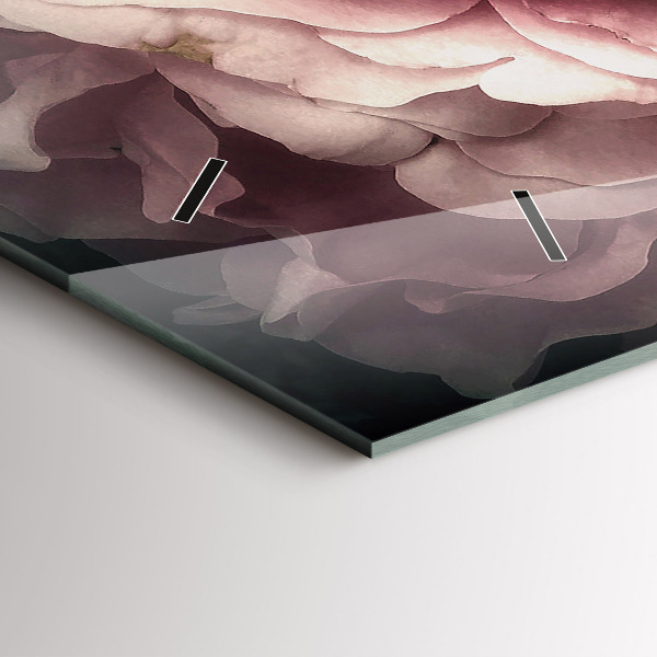 Zegar szklany poziomy Bukiet różowych róż