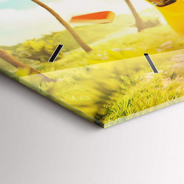 Zegar szklany poziomy Samochód z deską surfingową