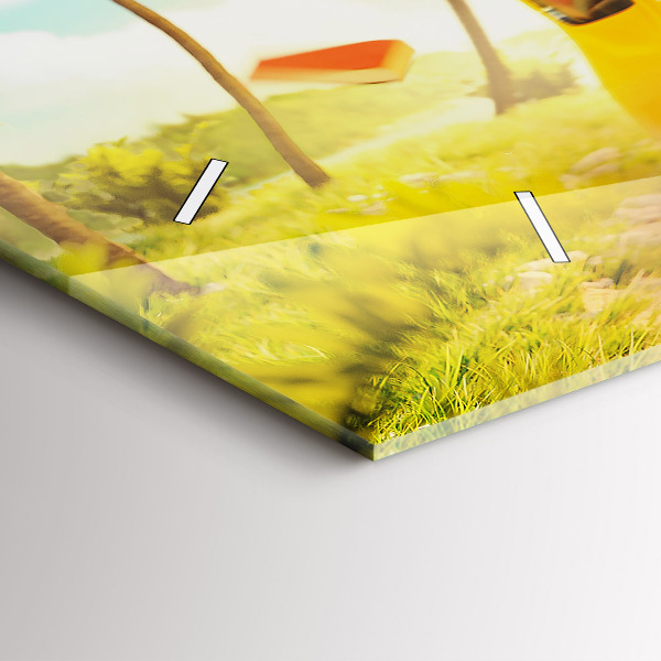 Zegar szklany poziomy Samochód z deską surfingową