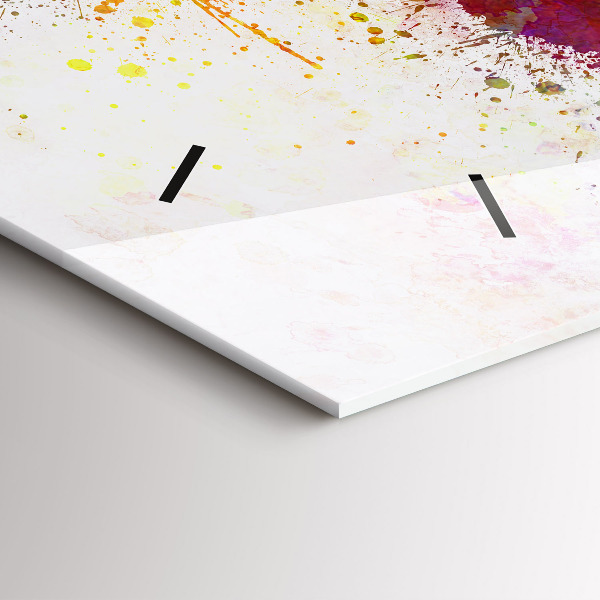 Zegar szklany poziomy Akwarelowa mapa świata