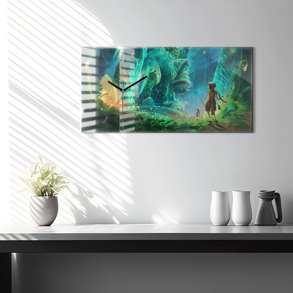 Zegar szklany poziomy Dzieci w baśniowym lesie