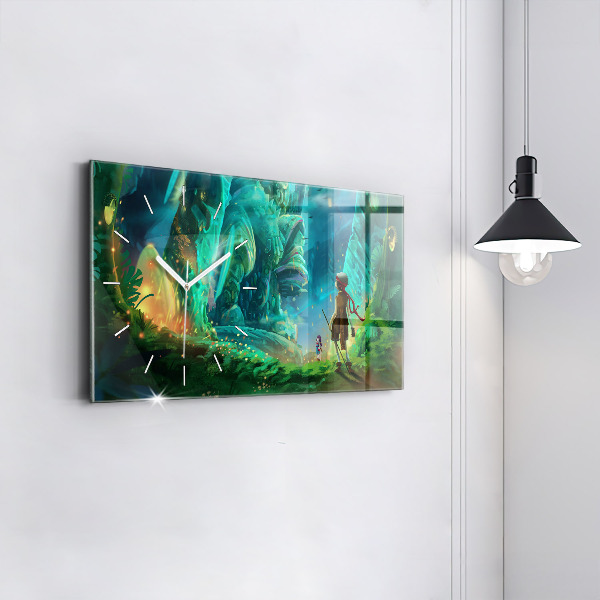 Zegar szklany poziomy Dzieci w baśniowym lesie