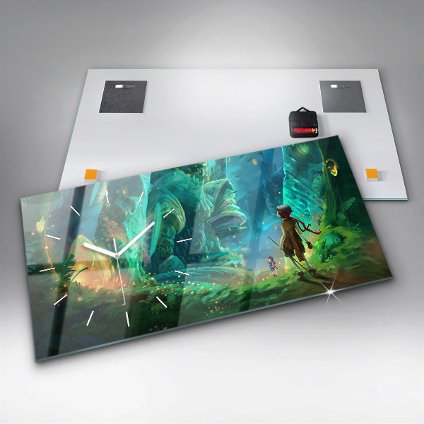 Zegar szklany poziomy Dzieci w baśniowym lesie