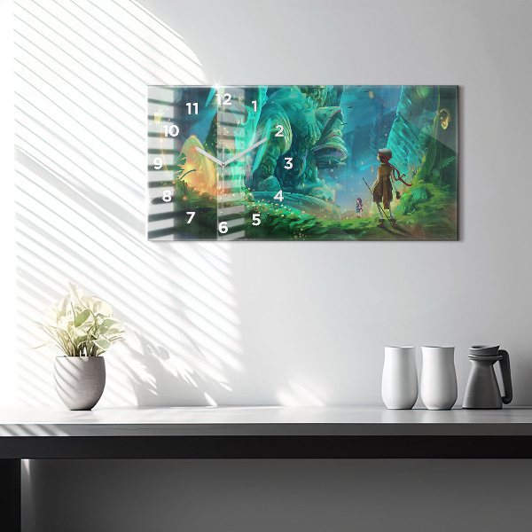 Zegar szklany poziomy Dzieci w baśniowym lesie