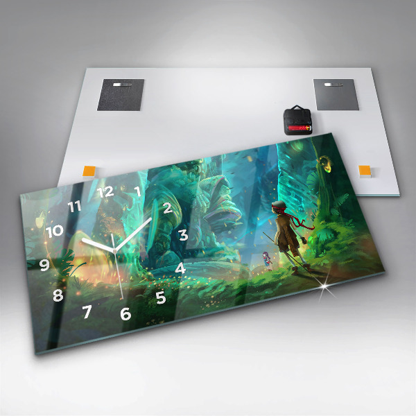 Zegar szklany poziomy Dzieci w baśniowym lesie