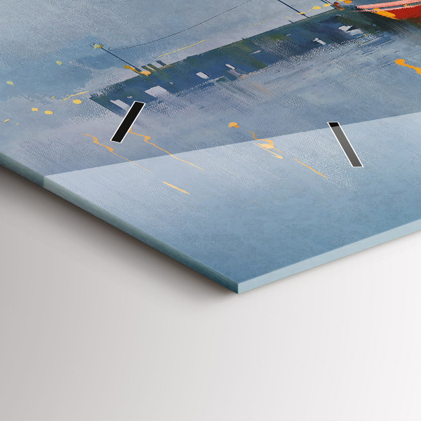 Zegar szklany poziomy Łódź rybacka w porcie