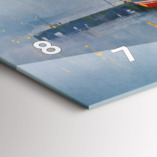 Zegar szklany poziomy Łódź rybacka w porcie