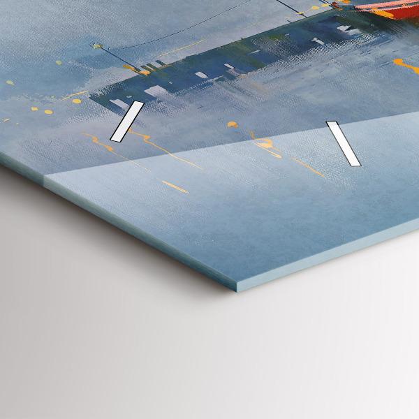 Zegar szklany poziomy Łódź rybacka w porcie