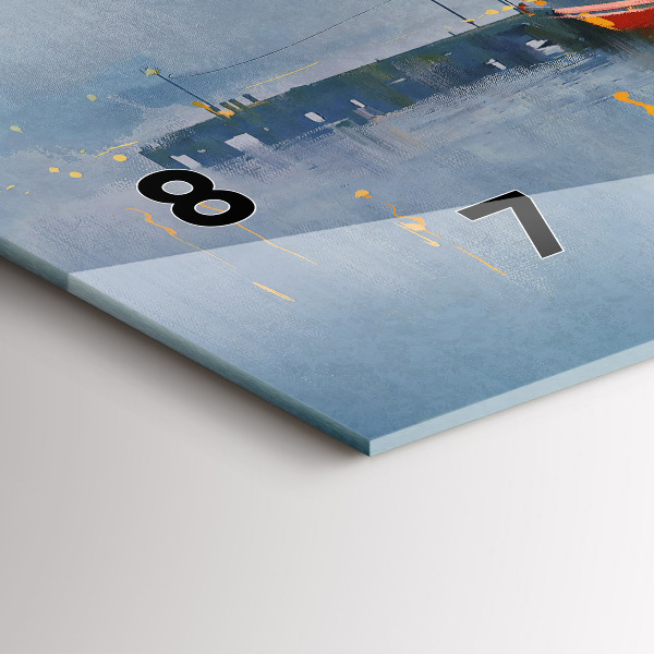 Zegar szklany poziomy Łódź rybacka w porcie