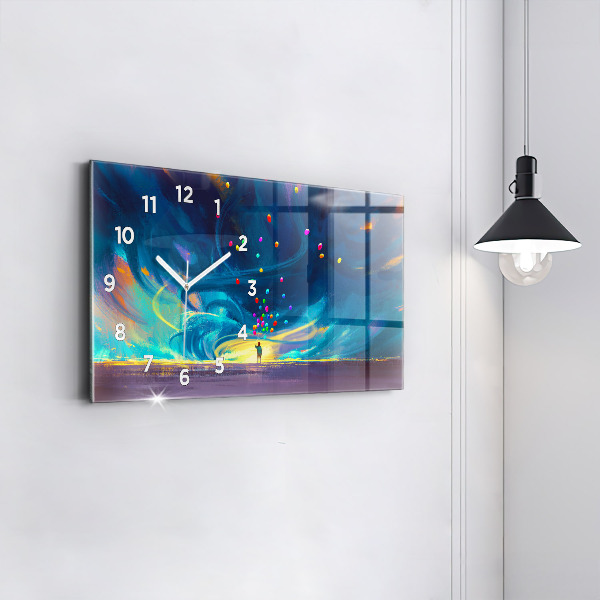 Zegar szklany poziomy Dziecko i balony