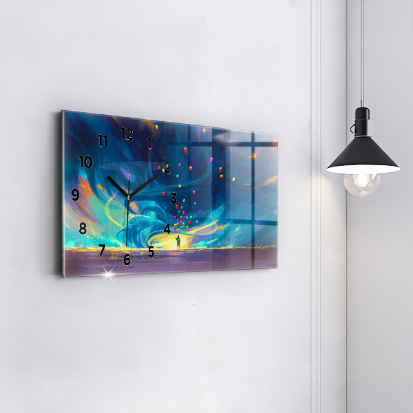 Zegar szklany poziomy Dziecko i balony