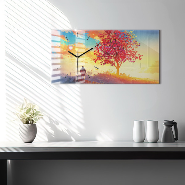 Zegar szklany poziomy Jesienny Krajobraz