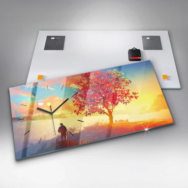 Zegar szklany poziomy Jesienny Krajobraz