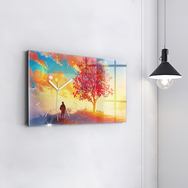 Zegar szklany poziomy Jesienny Krajobraz