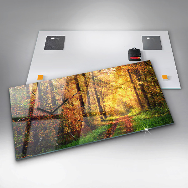 Zegar szklany poziomy Jesienna sceneria leśna