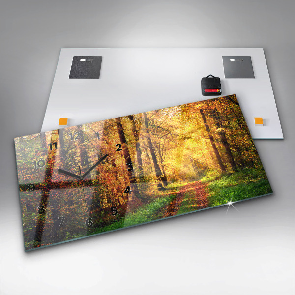 Zegar szklany poziomy Jesienna sceneria leśna