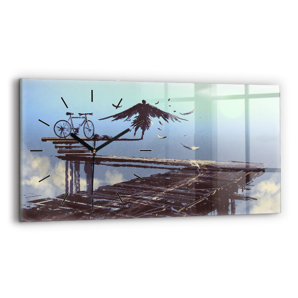 Zegar szklany poziomy Anioł Rower