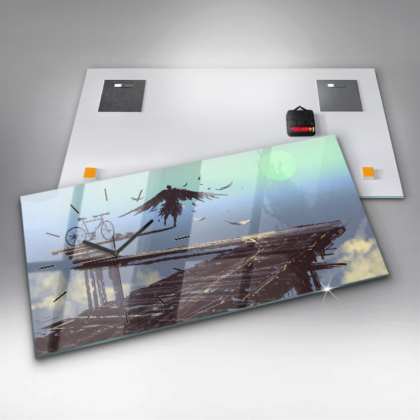 Zegar szklany poziomy Anioł Rower