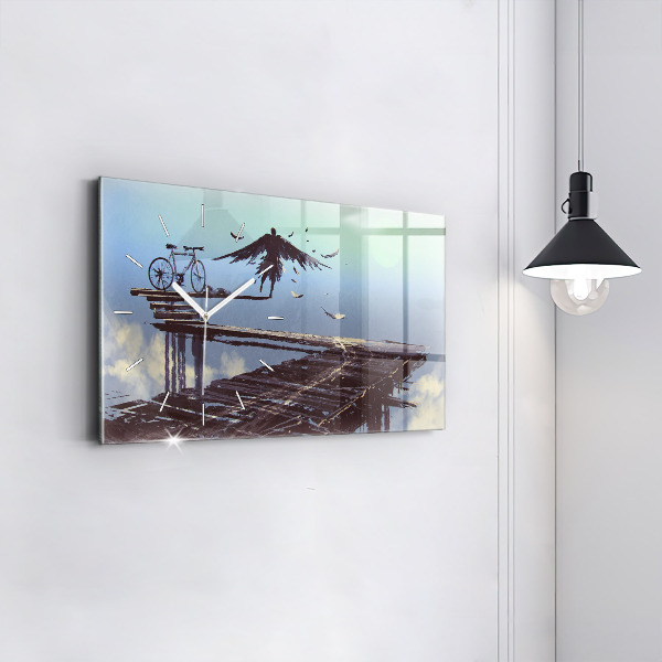 Zegar szklany poziomy Anioł Rower