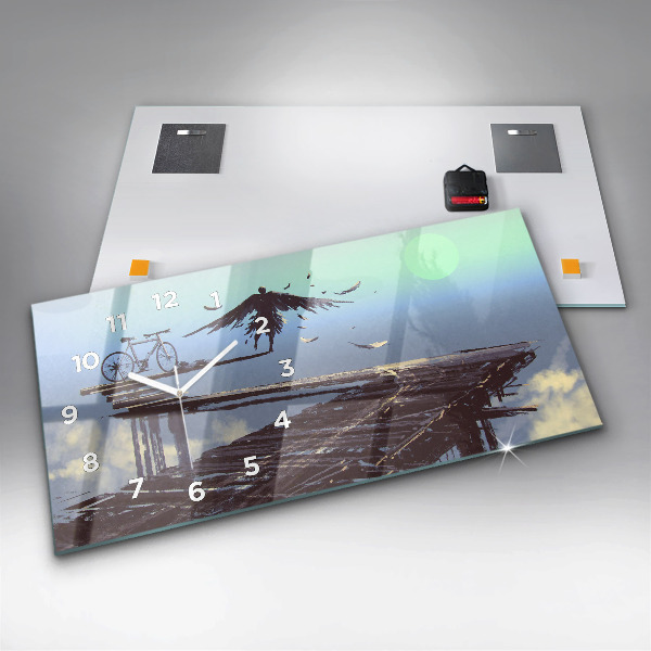 Zegar szklany poziomy Anioł Rower