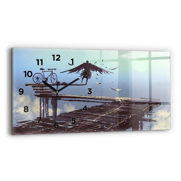 Zegar szklany poziomy Anioł Rower