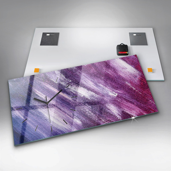 Zegar szklany poziomy Tekstura farbą akrylowa