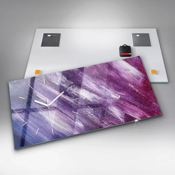 Zegar szklany poziomy Tekstura farbą akrylowa