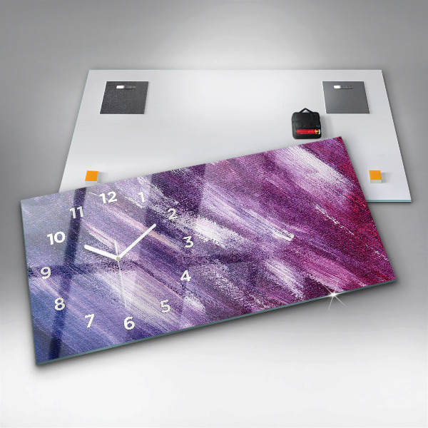 Zegar szklany poziomy Tekstura farbą akrylowa