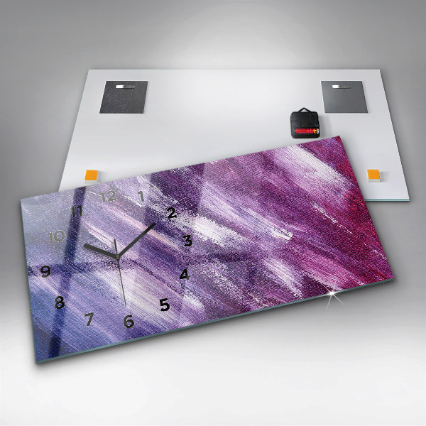Zegar szklany poziomy Tekstura farbą akrylowa