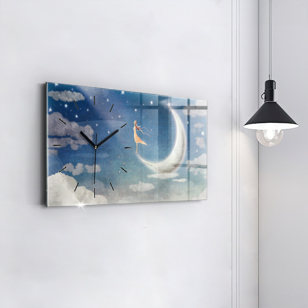 Zegar szklany poziomy Dziewczyna na księżycu