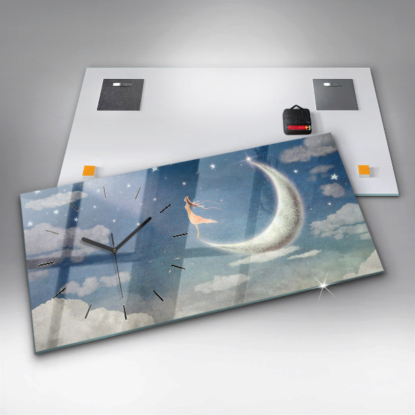 Zegar szklany poziomy Dziewczyna na księżycu