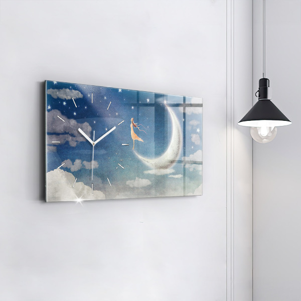Zegar szklany poziomy Dziewczyna na księżycu