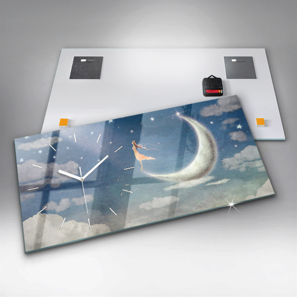 Zegar szklany poziomy Dziewczyna na księżycu