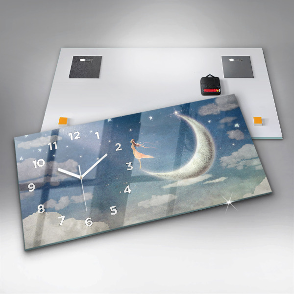 Zegar szklany poziomy Dziewczyna na księżycu
