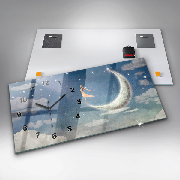 Zegar szklany poziomy Dziewczyna na księżycu
