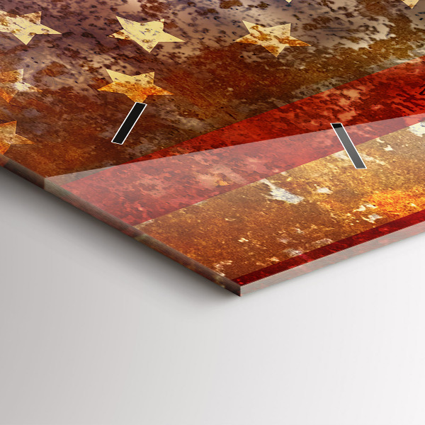 Zegar szklany poziomy Flaga USA w stylu vintage