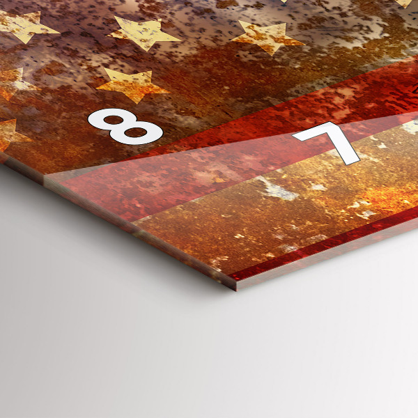 Zegar szklany poziomy Flaga USA w stylu vintage