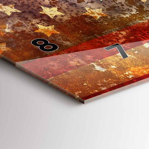 Zegar szklany poziomy Flaga USA w stylu vintage