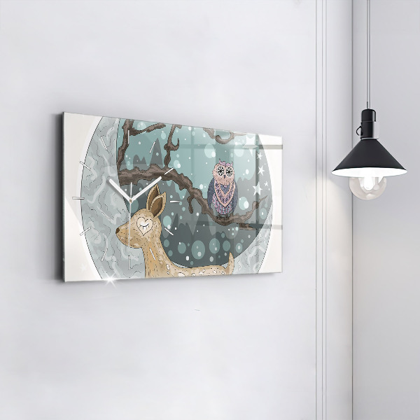 Zegar szklany poziomy Nocne zwierzęta Księżyc