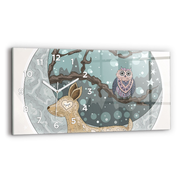 Zegar szklany poziomy Nocne zwierzęta Księżyc
