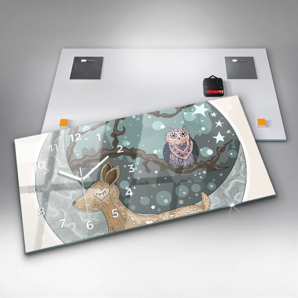 Zegar szklany poziomy Nocne zwierzęta Księżyc