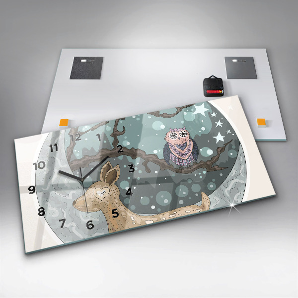 Zegar szklany poziomy Nocne zwierzęta Księżyc