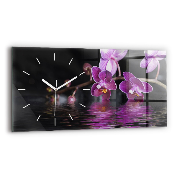 Zegar ścienny poziomy Kwiat orchidei na wodzie