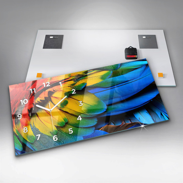 Zegar szklany poziomy Ptak Ara Kolorowe Skrzydła