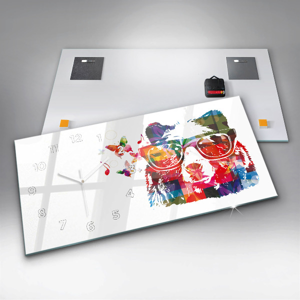 Zegar szklany poziomy Głowa niedźwiedzia