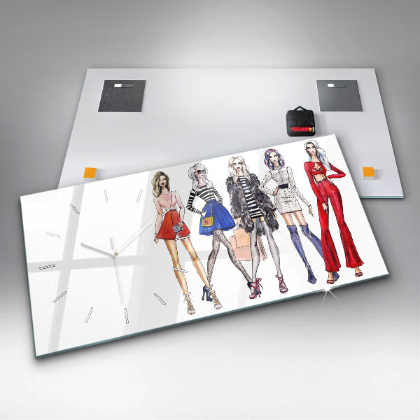 Zegar szklany poziomy Modne dziewczyny