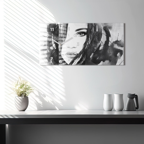 Zegar szklany poziomy Portret kobiety akwarela